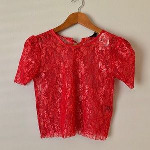 Red Lace Crop Top
